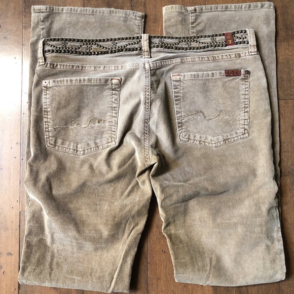 7 For All Mankind Tan Flynt Studded Corduroy Jean - Picture 3 of 4